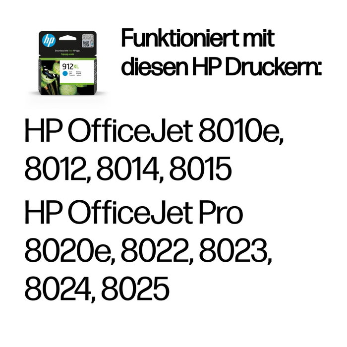 HP 912XL Cartucho de tinta Cian de alta capacidad