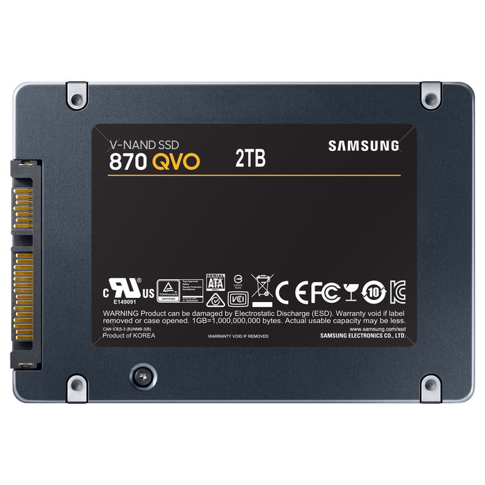 Samsung 870 QVO MZ-77Q2T0 2TB Disco SSD 2.5" SATA III, Velocidad Lectura 560 MB/s, Escritura 530 MB/s, V-NAND MLC
