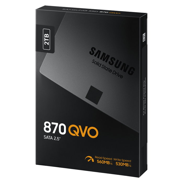 Samsung 870 QVO MZ-77Q2T0 2TB Disco SSD 2.5" SATA III, Velocidad Lectura 560 MB/s, Escritura 530 MB/s, V-NAND MLC