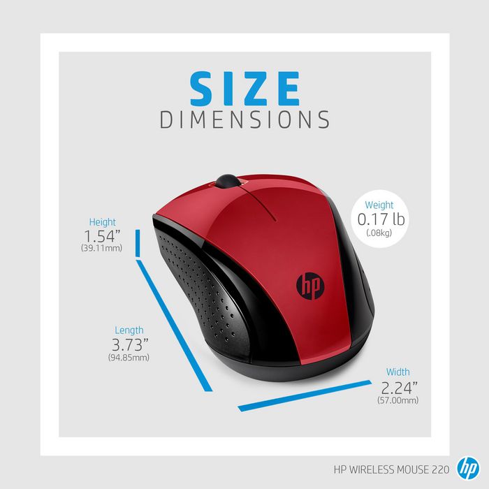 HP Ratón Inalámbrico 220 (Sunset Red) - Ratón Inalámbrico de Tamaño Viaje con Larga Duración de Batería