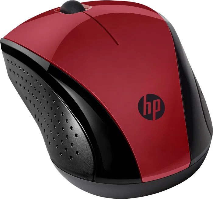 HP 220 Ratón Inalámbrico RF 2.4GHz Ambidiestro, Sensor Óptico 1600 DPI, Batería hasta 15 Meses, 3 Botones, Compatible con Chromebook - Rojo