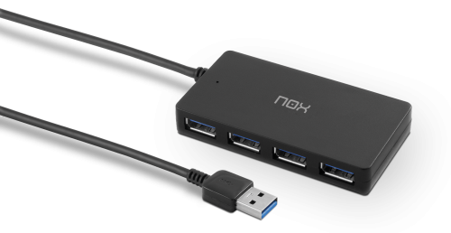 Nox Lite Hub One Hub USB 3.2 Gen 1 de 4 Puertos, Negro Nox Lite Hub One Hub USB 3.2 Gen 1 de 4 Puertos, Negro