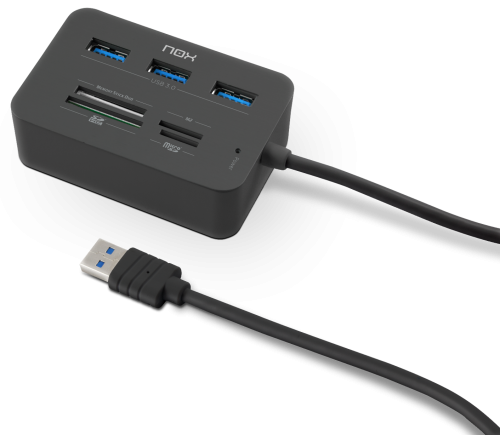 Nox Lite Reader One Hub USB 3.0 y Lector de Tarjetas Negro