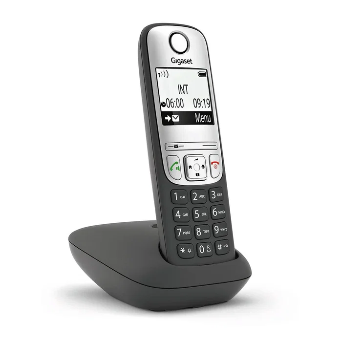 Gigaset A690 Teléfono Inalámbrico DECT Analógico con Pantalla Grande, Manos Libres, Agenda 100 Contactos, ECO DECT, Negro y Plata