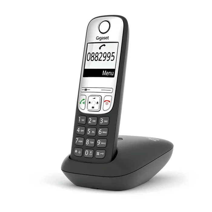 Gigaset A690 Teléfono Inalámbrico DECT Analógico con Pantalla Grande, Manos Libres, Agenda 100 Contactos, ECO DECT, Negro y Plata