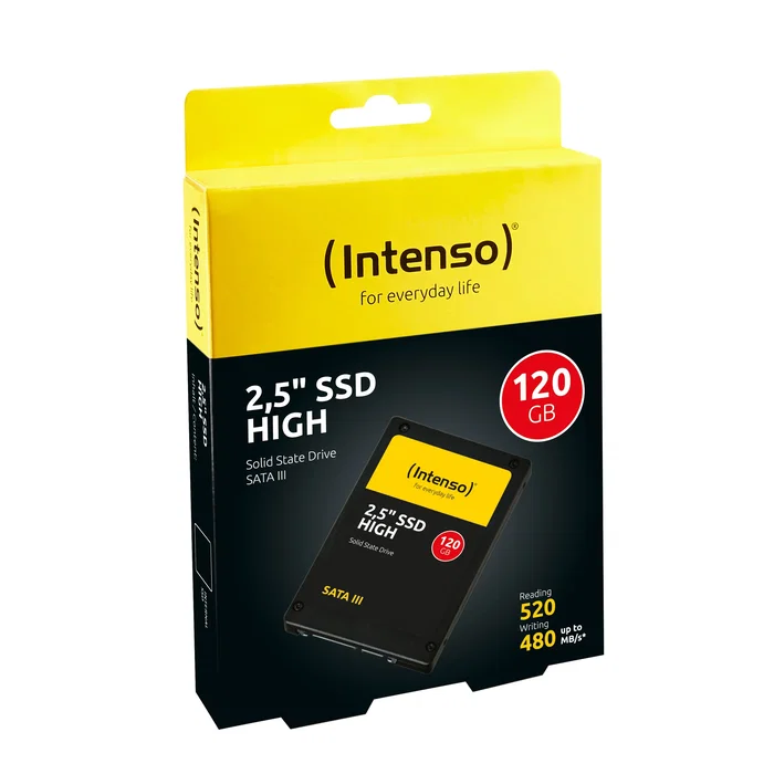 Intenso Disco SSD interno de 120 GB, 2.5", SATA III, Velocidad de lectura 520 MB/s, Velocidad de escritura 480 MB/s, para PC
