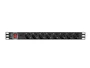 Lanberg PDU-08F-0200-BK Regleta / PDU Conmutada 1U para Rack 19", 8 Salidas Tipo F (Schuko), 16A, 2m Cable, Color Negro
