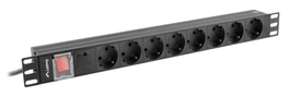 Lanberg Regleta Rack PDU 19" 1U 16A 8x Schuko 2m Negro PDU-08F-0200-BK