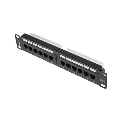 Lanberg Patch panel 12 puertos CAT.6 UTP 1U Negro PPU6-9012-B