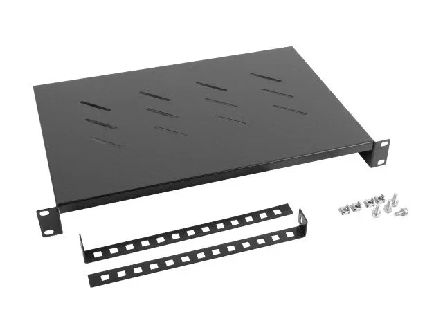 Lanberg AK-1004-B Cajón Metálico para Rack Negro, Estante Fijo 19" 1U con Capacidad de Carga Máxima de 25kg