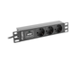 Lanberg PDU-03F-0200-BK Regleta Rack 10'' 1U 16A 3x Schuko Negro