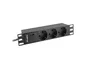 Lanberg PDU-03F-0200-IEC-BK Regleta Rack PDU 1U 16A, 3 Tomas Schuko 230V, Cable de 2 Metros, Color Negro