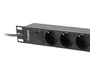Lanberg PDU-03F-0200-IEC-BK Regleta Rack PDU 1U 16A, 3 Tomas Schuko 230V, Cable de 2 Metros, Color Negro