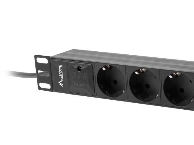 Lanberg Regleta Rack PDU 10'' 1U 16A, 3A, 3x 230V Schuko 2m Negro