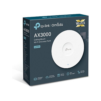 TP-Link Omada EAP650 AX3000 WiFi 6 Acces Point PoE, Techo/Pared, 2976 Mbps, MU-MIMO, OFDMA, QoS, Beamforming, Blanco