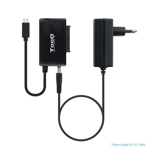 Tooq TQHDA-02C Adaptador USB-C a SATA para Discos Duros 2.5/3.5 con Alimentador Negro