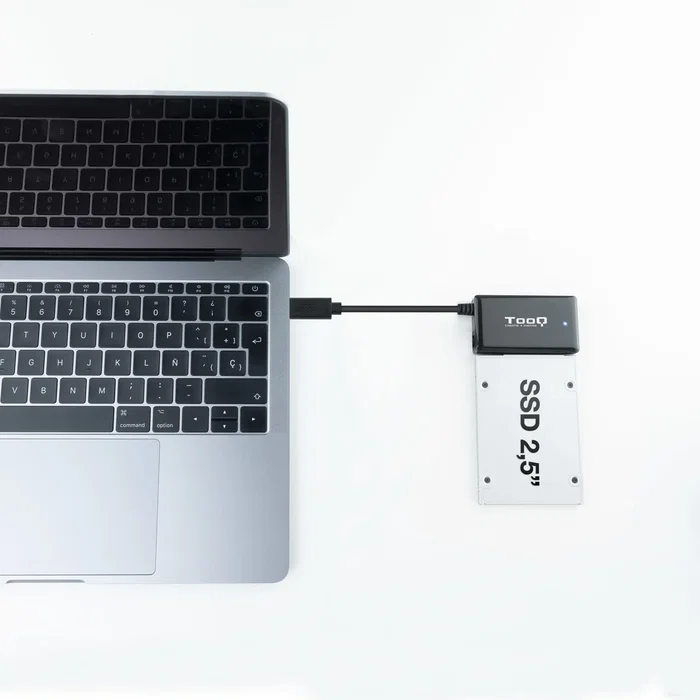 Tooq TQHDA-02C Adaptador USB-C a SATA para Discos Duros 2.5/3.5 con Alimentador, Negro