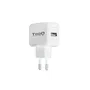 TooQ TQWC-1S01WT Cargador USB de Pared 5V 2.4A 12W 1 Puerto, Carga Rápida, Corriente Alterna, Enchufe Tipo EU, Universal para Móvil, Color Blanco