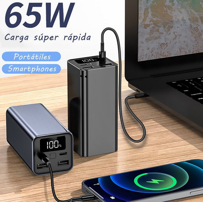 Leotec Batería Externa Portátil Powerbank 20000 mAh 65W Carga Rápida Power Delivery
