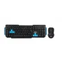 3GO Teclado y Ratón Inalámbrico RF Combo COMBODRILEW2 - 105 Teclas + 10 Multimedia, 2.4GHz, QWERTY Español, Negro y Azul, USB Nano Receptor, Compatible con Windows, Mac, Linux