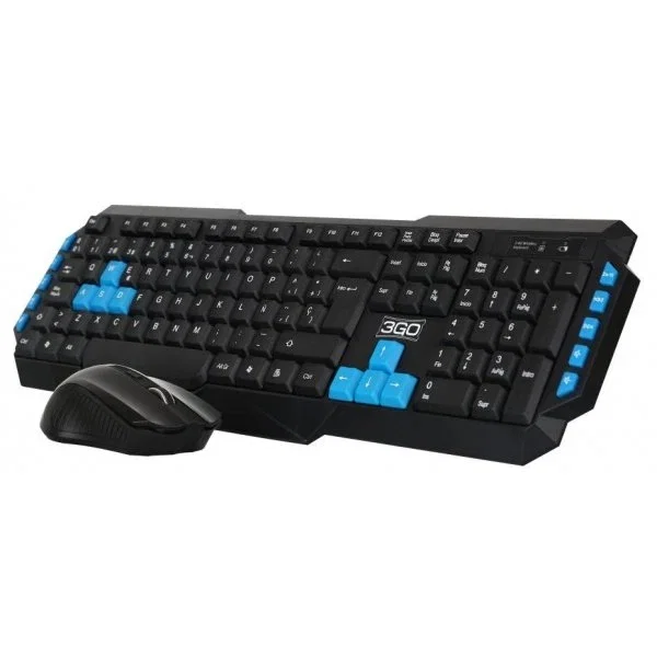 3go Combo de Teclado Español y Ratón Inalámbrico COMBODRILEW2 Negro, Azul 3go Combo de Teclado Español y Ratón Inalámbrico COMBODRILEW2 Negro, Azul