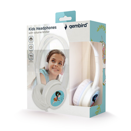 GEMBIRD Auricular y Casco MHP-JR-W Auriculares Alámbrico Diadema Música Blanco con Limitador de Volumen para Niños