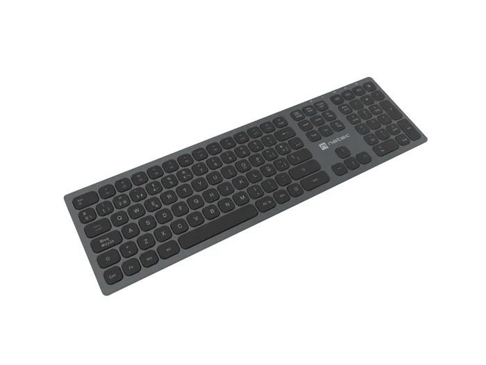 Natec NKL-1830 Teclado Inalámbrico RF + Bluetooth QWERTY Español Completo (100%), Teclado Numérico, Perfil Bajo, Color Negro Gris