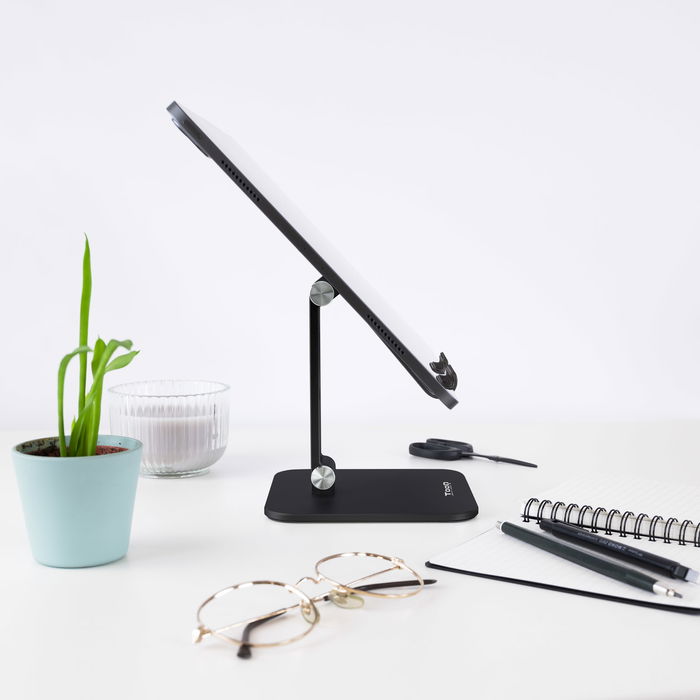 Tooq Soporte Sobremesa para Tablet de 13 Pulgadas, Negro, Aluminio Ajustable