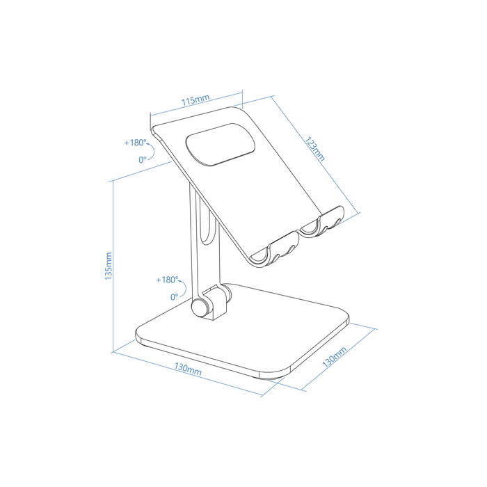 Tooq Soporte Sobremesa para Tablet de 13 Pulgadas, Negro, Aluminio Ajustable