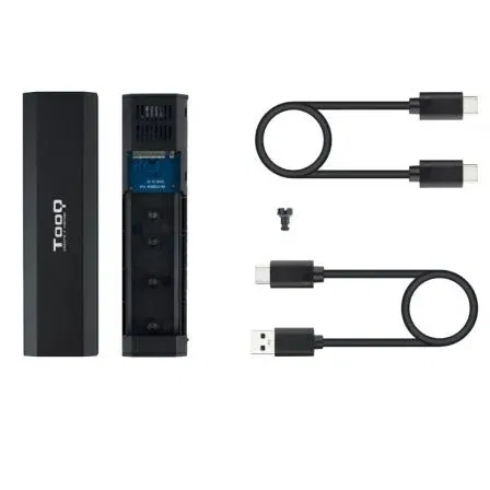 TooQ TQE-2223B Caja Externa para SSD M.2 NVMe, USB 3.2, Sin Tornillos, Negro