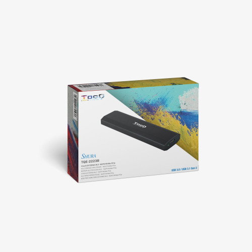 TooQ SHURA Caja Externa para Disco SSD M.2 NVMe NGFF TQE-2223B - USB 3.2 Gen 2 USB-C - Compatible 2230/2242/2260/2280 - Sin Tornillos - Negro