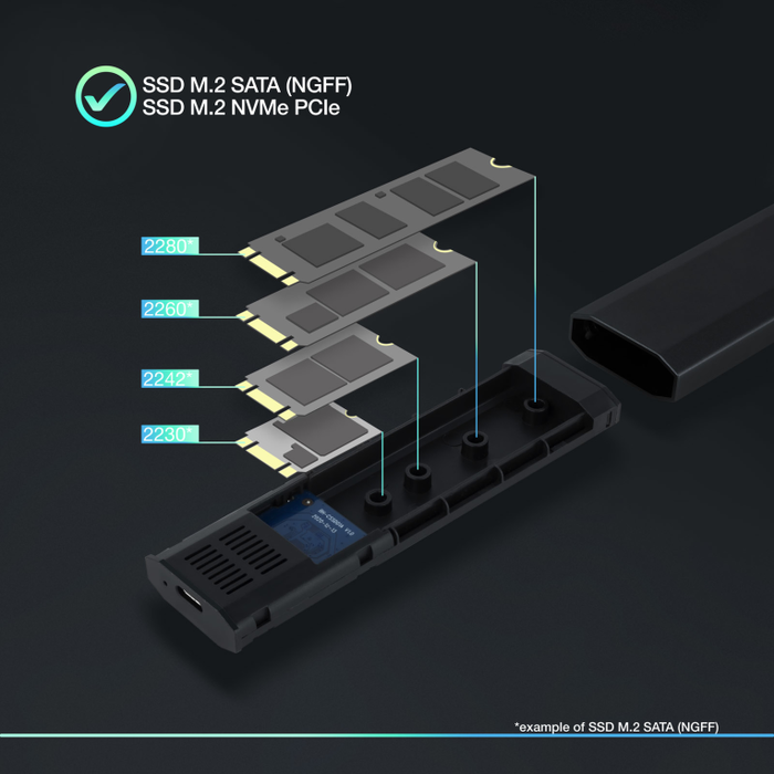 TooQ Shura Caja externa para SSD M.2 NVMe Negro
