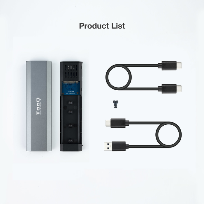 TooQ Shura Caja Externa SSD M.2 NVMe Gris 10Gbps USB-C 3.1 Gen2
