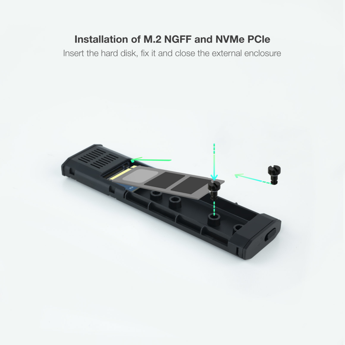 TooQ Shura Caja Externa SSD M.2 NVMe Gris 10Gbps USB-C 3.1 Gen2