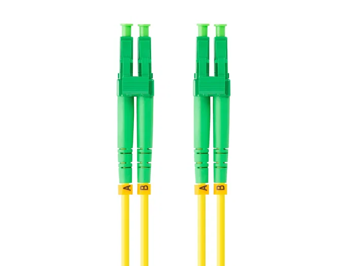 Lanberg FO-LALA-SD11-0010-YE Cable Fibra Óptica 1m LC/APC-LC/APC Duplex G657A1 LSZH Amarillo, Monomodo