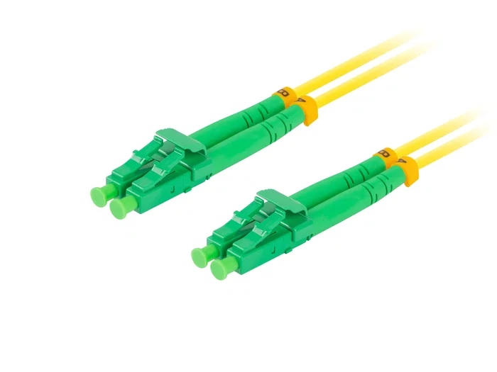 Lanberg Cable de Fibra Óptica 5m, Conectores LC/APC a LC/APC, Duplex, G.657.A1, LSZH, Amarillo - FO-LALA-SD11-0050-YE