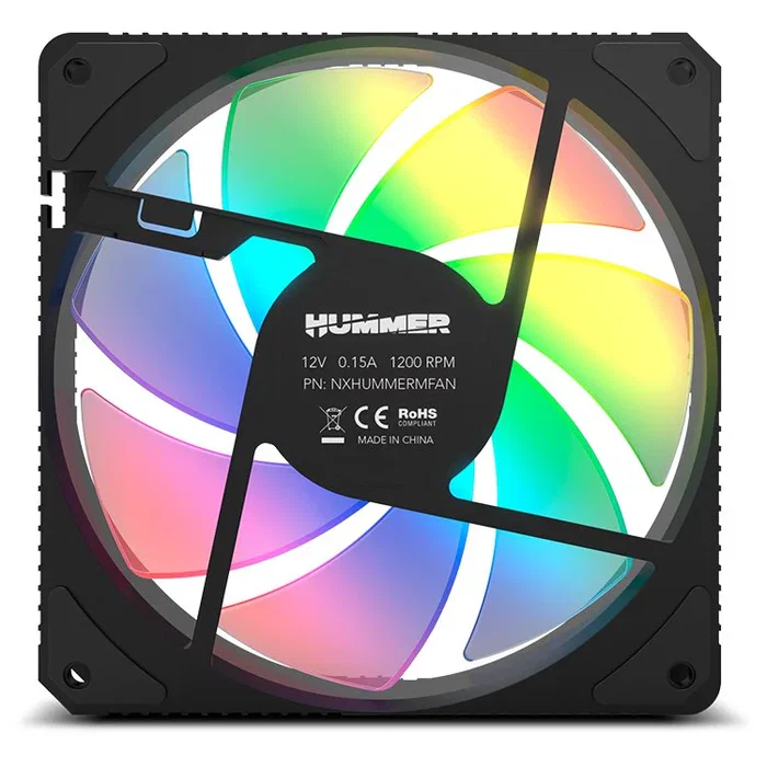 NOX Hummer M-FAN - Ventilador ARGB para PC de 120 mm con Efecto Espejo Infinito, 7 Aspas, 1200 RPM, 35.5 CFM, 23 dB, Cable de 550 mm, 1 Unidad