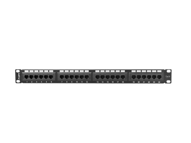 Lanberg PPU6-1024-B Panel de Parcheo Rack 1U, 24 Puertos, Color Negro, Metal, 445 x 44.5 x 32.5 mm