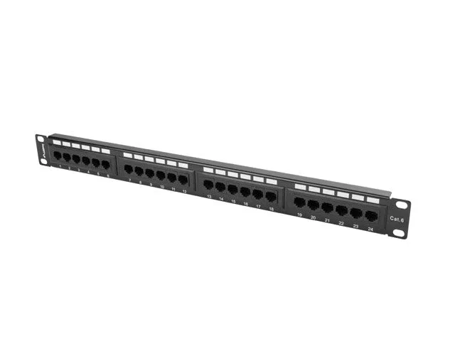 Lanberg PPU6-1024-B Panel de Parcheo Rack 1U, 24 Puertos, Color Negro, Metal, 445 x 44.5 x 32.5 mm