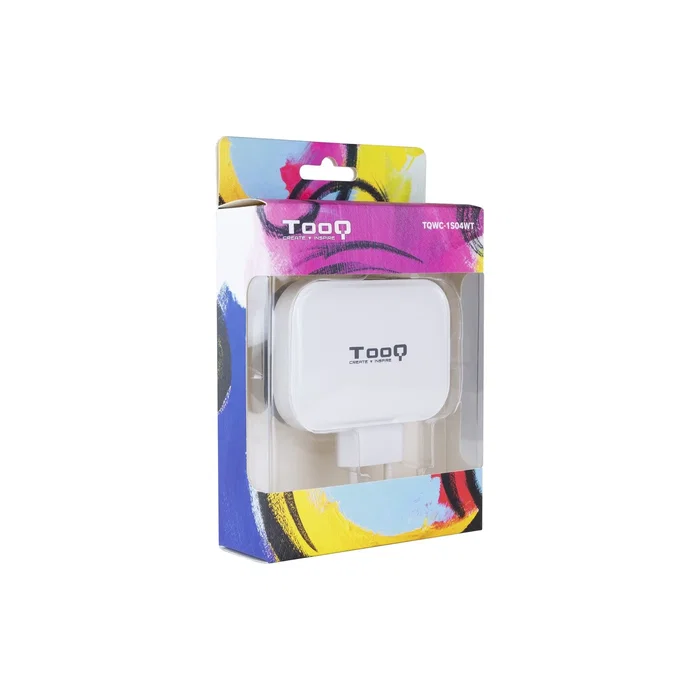 TooQ TQWC-1S04WT Cargador de Pared 34W con 4 Puertos USB (2x USB-C, 2x USB-A) con Tecnología de Carga Inteligente y Protección - Color Blanco
