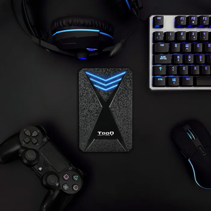TooQ Carcasa Externa TQE-2550BL para HDD/SSD 2.5" Hasta 9.5mm, USB 3.2 Gen 1 (3.1 Gen 1) 5Gbps, LED Azul, Sin Tornillos
