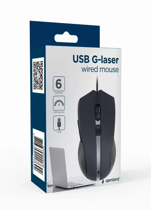 Gembird MUS-GU-02 Ratón Ambidextro Negro 2400 DPI