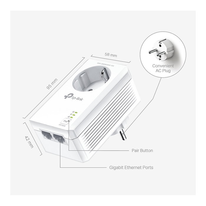 TP-Link TL-PA7027P Kit Powerline Gigabit, Adaptadores PLC AV2 1000 Mbps, 2 Puertos Ethernet, Blanco TP-Link TL-PA7027P Kit Powerline Gigabit, Adaptadores PLC AV2 1000 Mbps, 2 Puertos Ethernet, Blanco