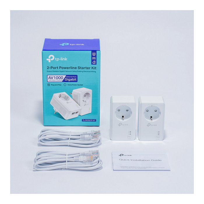 TP-Link TL-PA7027P Kit Powerline Gigabit, Adaptadores PLC AV2 1000 Mbps, 2 Puertos Ethernet, Blanco TP-Link TL-PA7027P Kit Powerline Gigabit, Adaptadores PLC AV2 1000 Mbps, 2 Puertos Ethernet, Blanco