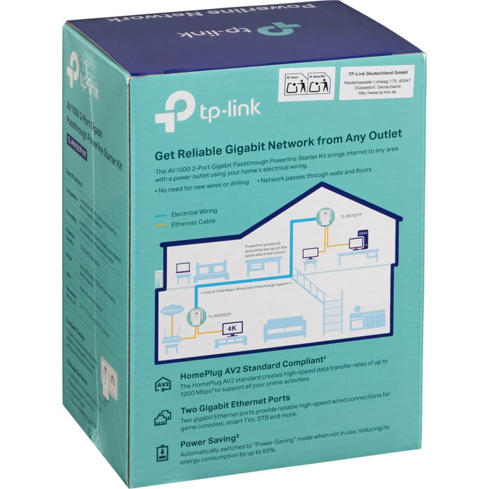 TP-Link TL-PA7027P KIT Adaptadores Powerline AV1000 con 2 Puertos Gigabit