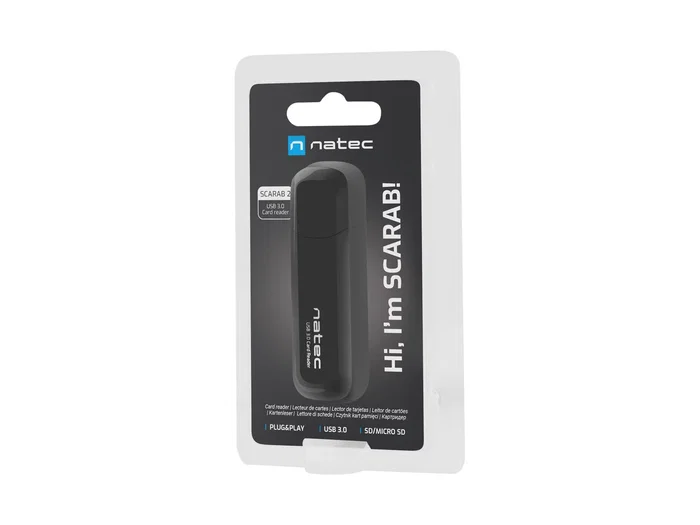 Natec Scarab 2 Lector de Tarjetas SD y Micro SD USB 3.2 Gen 1 Negro NCZ-1874
