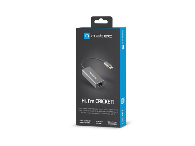 Natec Cricket Adaptador USB-C a Ethernet RJ45 1Gbps Gris