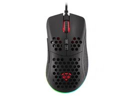 Genesis Krypton 555 Ratón Gaming para Diestros Óptico 8000 DPI Sensor Pixart PAW3333, 7 Botones Programables, 70g Ultraligero, Iluminación RGB, Cable USB - Negro
