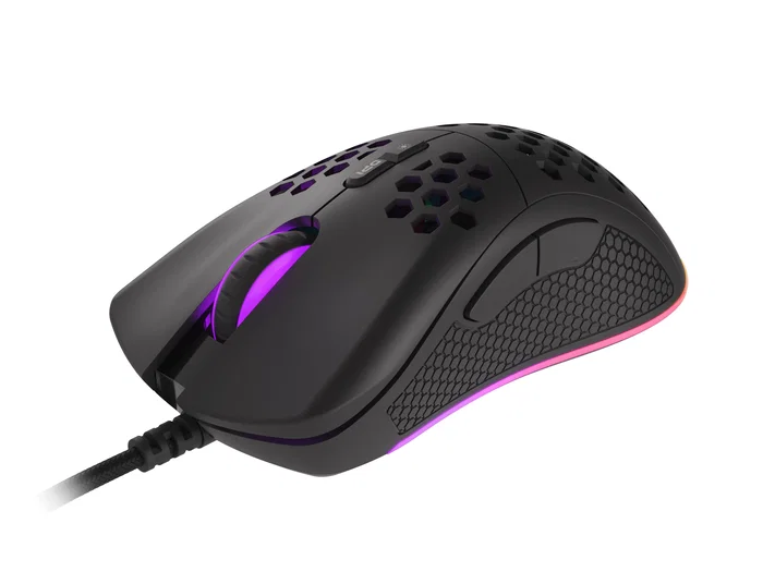 Genesis Krypton 555 Ratón Gaming para Diestros Óptico 8000 DPI Sensor Pixart PAW3333, 7 Botones Programables, 70g Ultraligero, Iluminación RGB, Cable USB - Negro