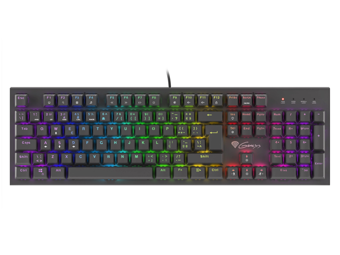 GENESIS THOR 300 Teclado Gaming Mecánico USB con Interruptores Outemu Red RGB, Distribución QWERTY Portugués de 104 Teclas, Negro